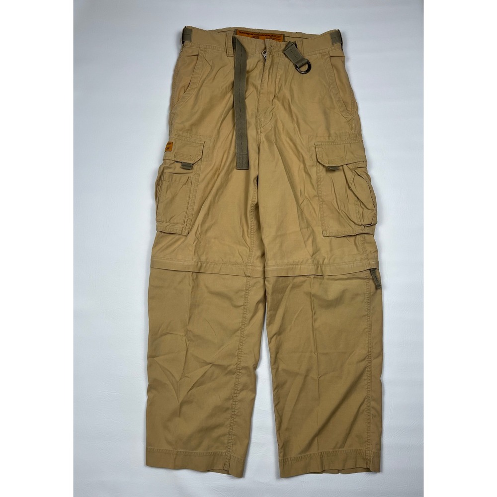 Abercrombie and Fitch Paratroops Cargo Pants Mens S Tan Khaki Distressed Y2K